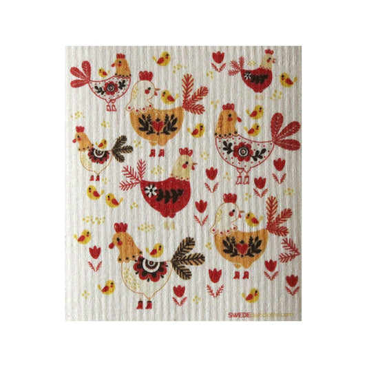 Chickens! ONE each Swedish Dishcloth | ECO Friendly Absorbent Cleaning Cloth | Reusable Cleaning Wipes